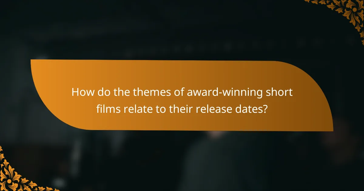 How do the themes of award-winning short films relate to their release dates?