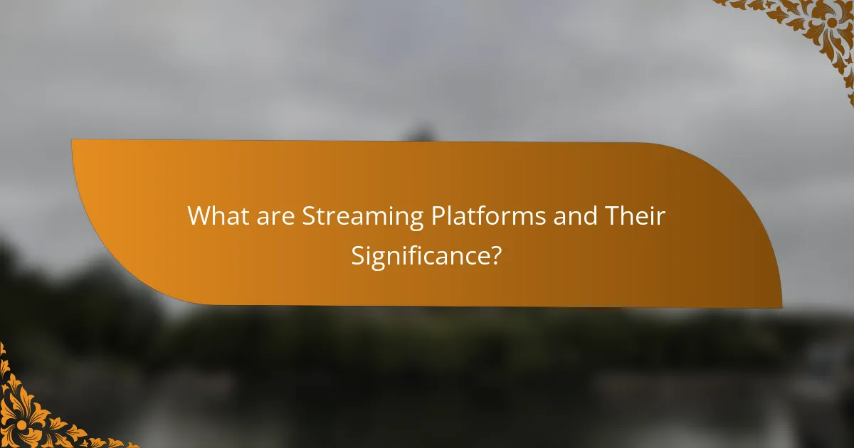 What are Streaming Platforms and Their Significance?