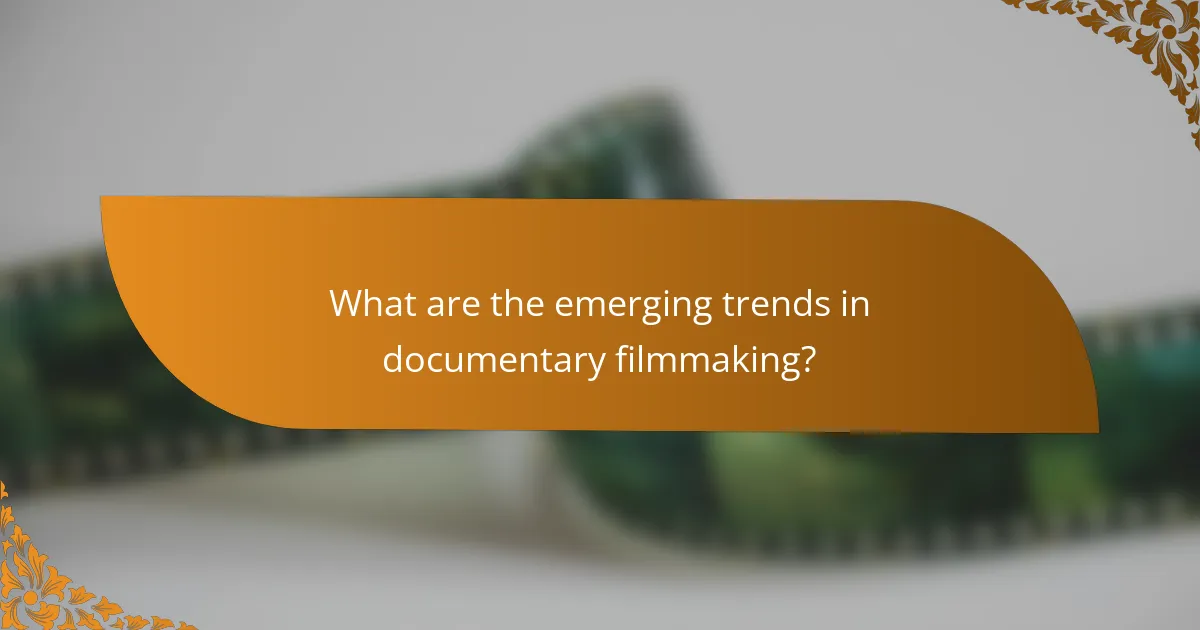What are the emerging trends in documentary filmmaking?