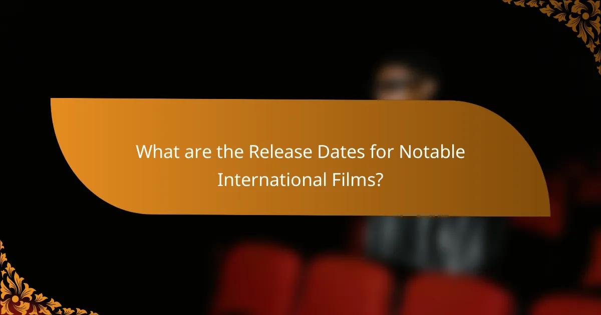 What are the Release Dates for Notable International Films?