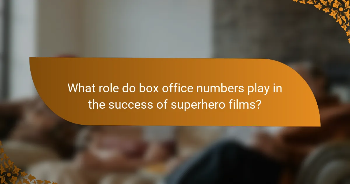 What role do box office numbers play in the success of superhero films?